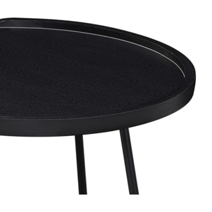 Set tavolini moderni nero con top in MDF e gambe nere in metallo - Zach