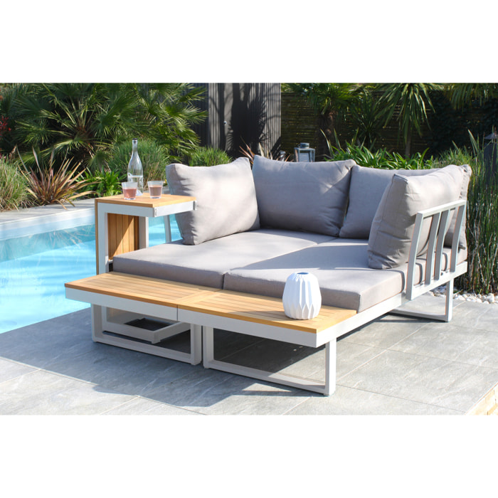 TOKYO - Salon de jardin 4 places en bois d'acacia et aluminium