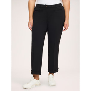 Fiorella Rubino - Pantaloni cropped con risvolto e bottone - Nero
