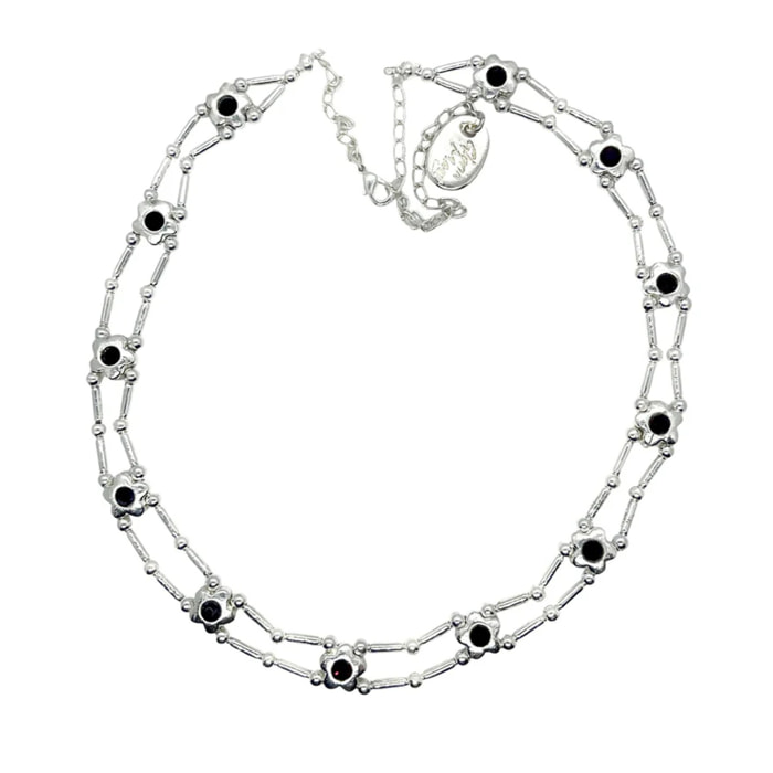 Gargantilla flores Sw en siam plata 10µ