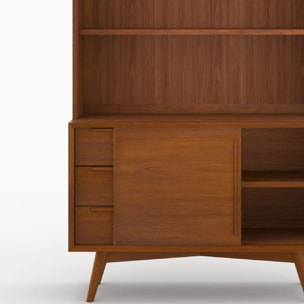 Etagère 3 niveaux, 3 tiroirs et 1 porte en teck - Waya