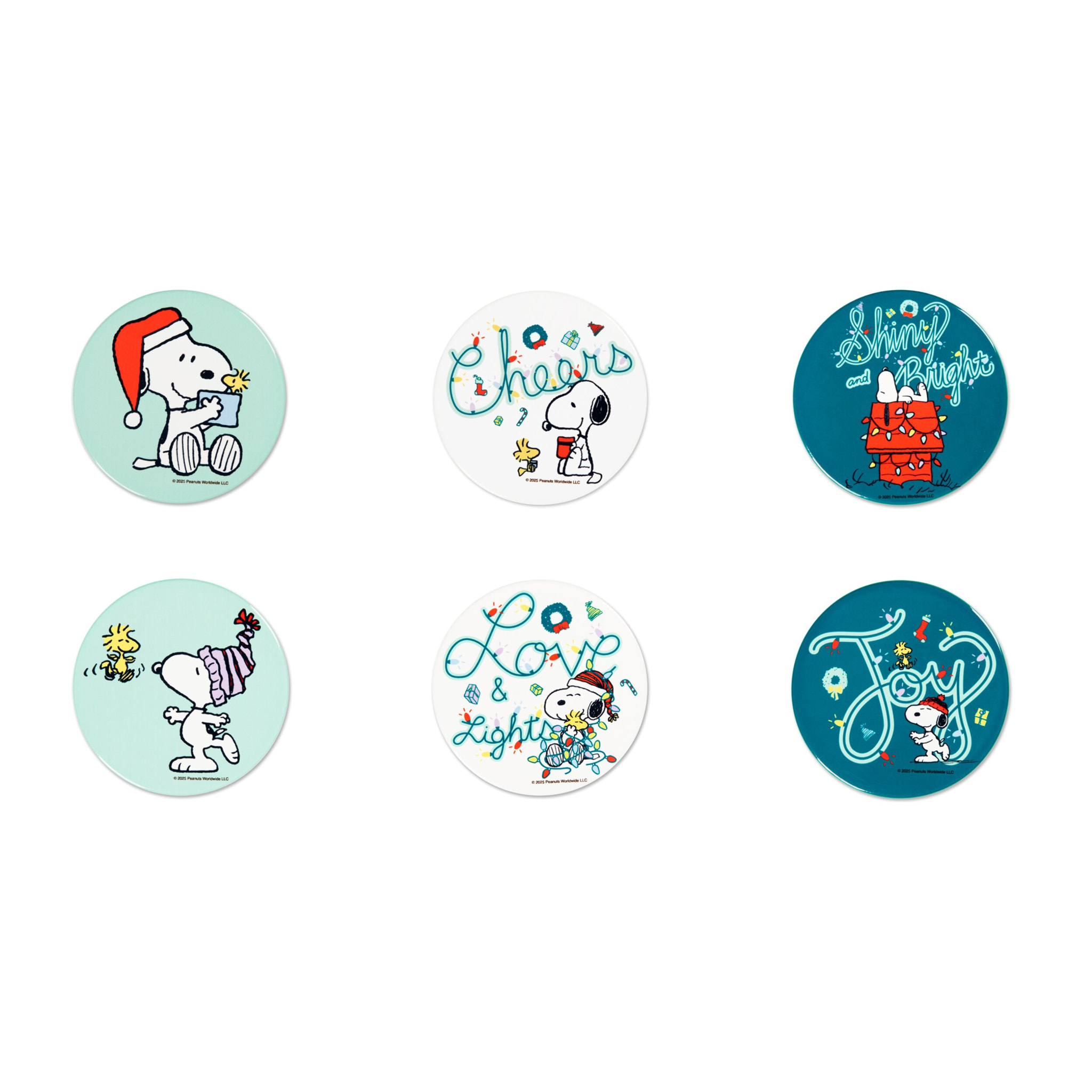 Set de 6 Dessous de Verre Excelsa - Peanuts Shiny And Bright, Dolomite Multicolore avec Base en Liège