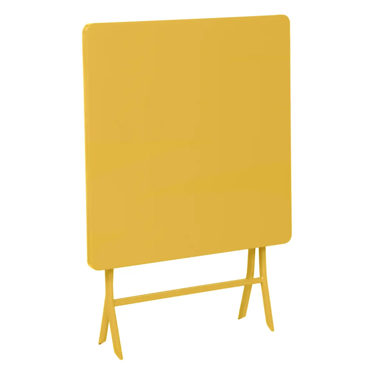Table de jardin pliante carrée "Greensboro" jaune moutarde 2 places en acier traité époxy
