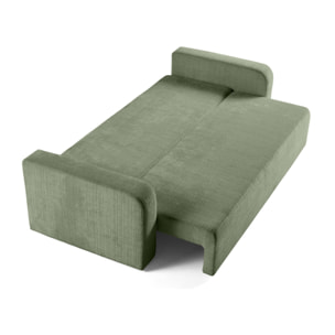 Miro - canapé droit 3 places - convertible avec coffre - en velours texturé - Vert sauge