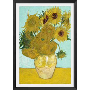 Affiche Les Tournesols par Vincent van Gogh Affiche + cadre en bois - Noir