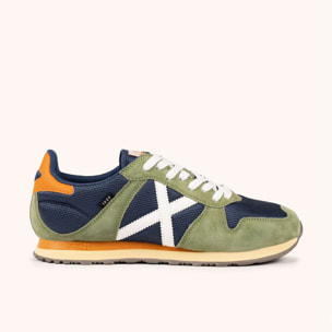 Zapatillas Retro Running Verde Oliva y Navy MUNICH MASSANA MAN 601.