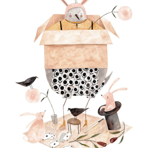 Affiche enfant tour de magie  Affiche + cadre en bois - Chêne