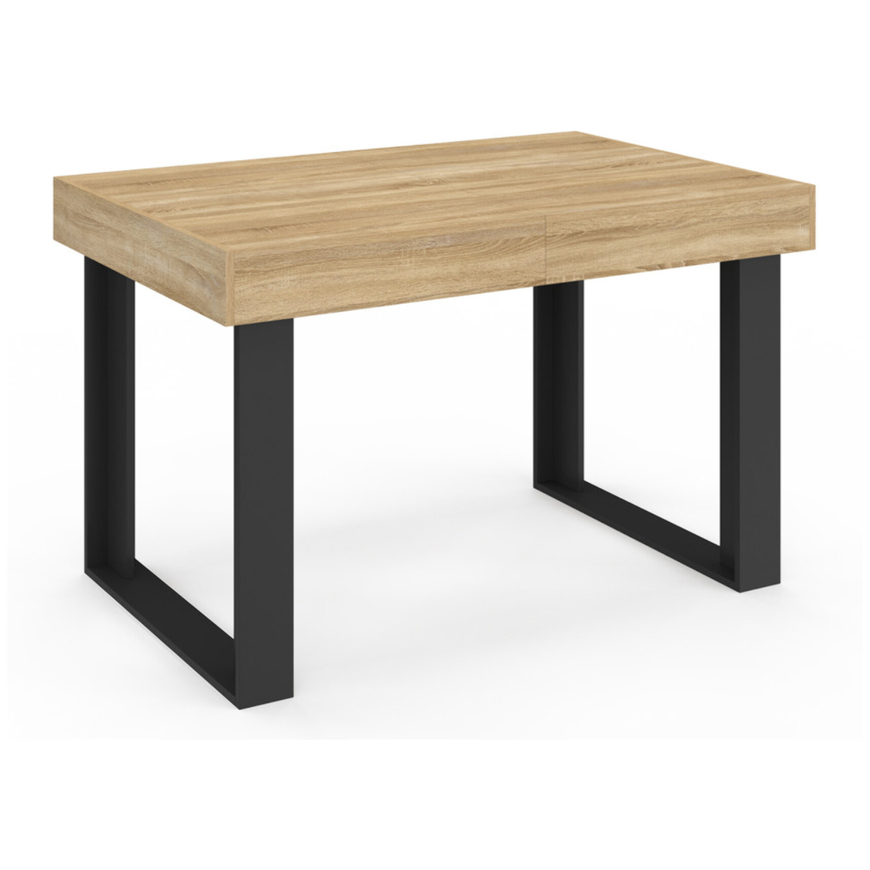 Table repas Brixton plateau extensible 120-160cm plateau bois et pieds noirs