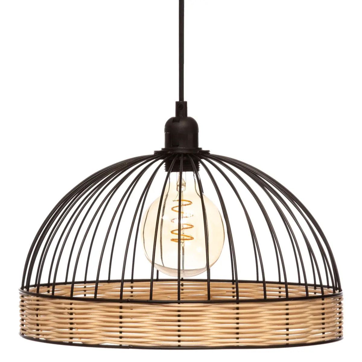 Suspension filaire "Suwa" - métal & rotin D35 cm