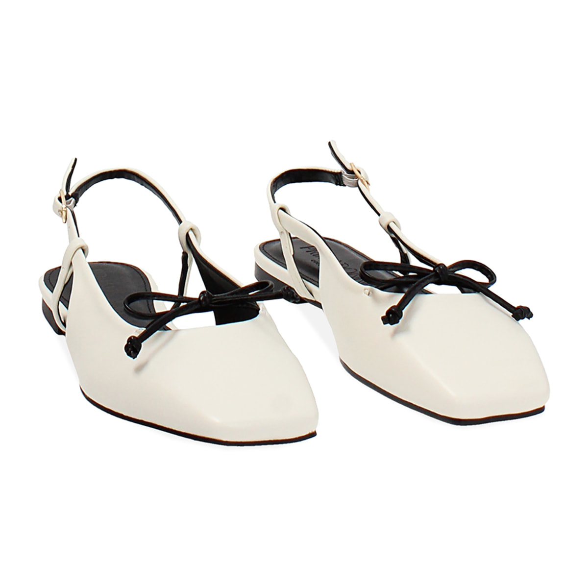 Ballerine slingback donna panna con punta quadra