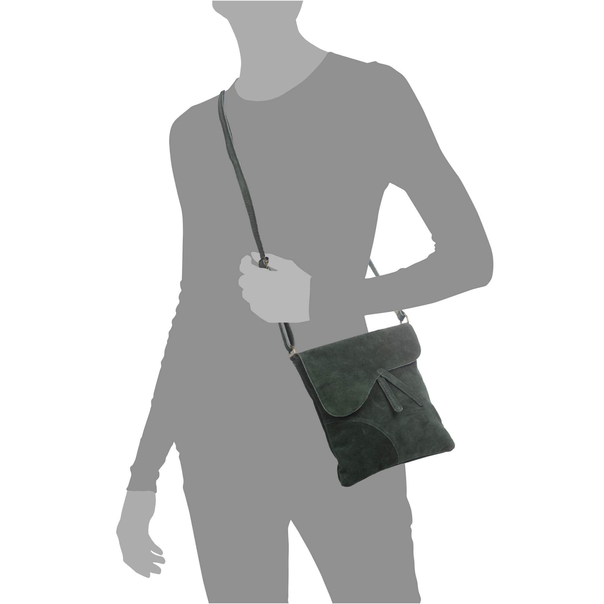 FIRENZE ARTEGIANI Borsa a Spalla da Donna Ulfa Vera Pelle Scamosciata Made in Italy 24x2x24 Cm. Colore: verde smeraldo