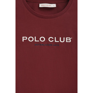 Camiseta granate de manga larga y logo bordado Established 2012 Polo Club