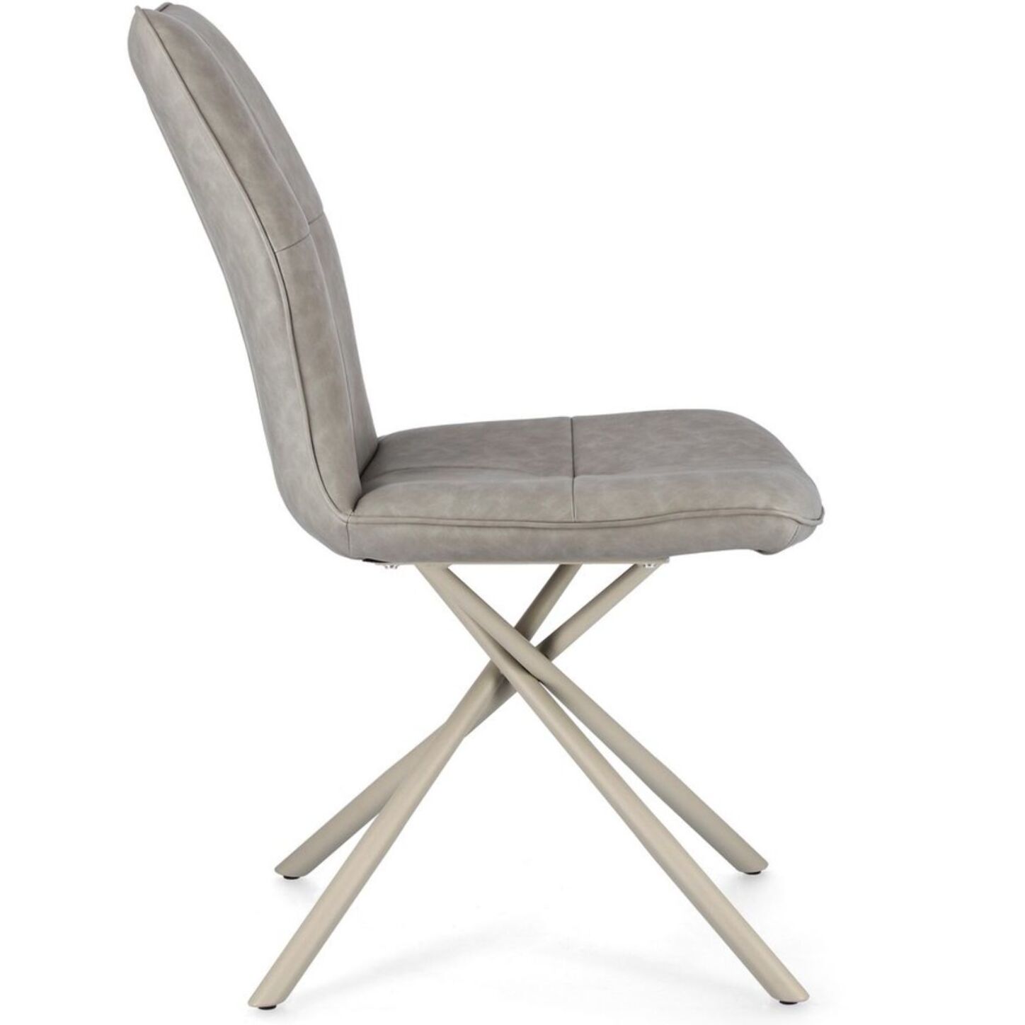 Set di sedie KEPLER in similpelle tortora e gambe incrociate beige