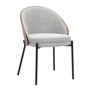 Chaises en tissu effet velours texturé gris, bois foncé et métal (lot de 2) TUCSON