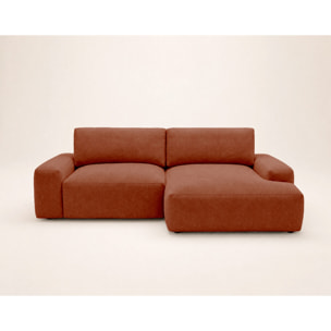 Tama - Canapé d'angle droit 4 places convertible avec coffre en tissu - Terracotta