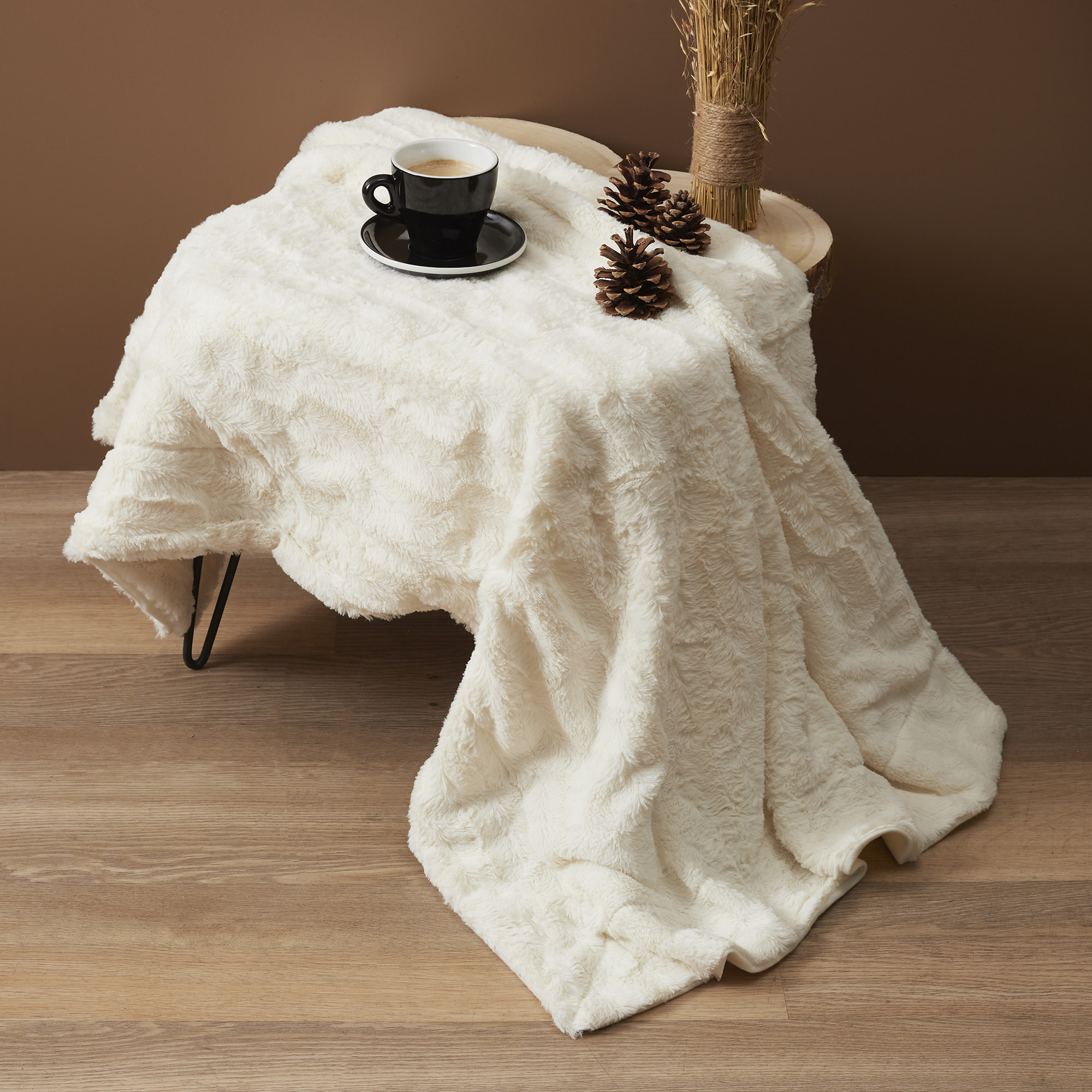 Plaid - HOME DECO FACTORY - Imitation Fourrure - Blanc