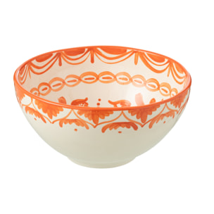 J-Line bol Granada High - céramique - blanc/orange - large - Ø 28 cm