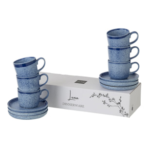 J-Line Tasse + Sous-tasse Luna - céramique - bleu