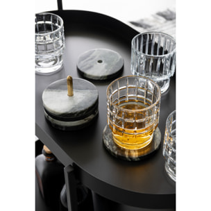 J-Line dessous de verre Rond Marbre - pierre - noir/gris - boîte de 6