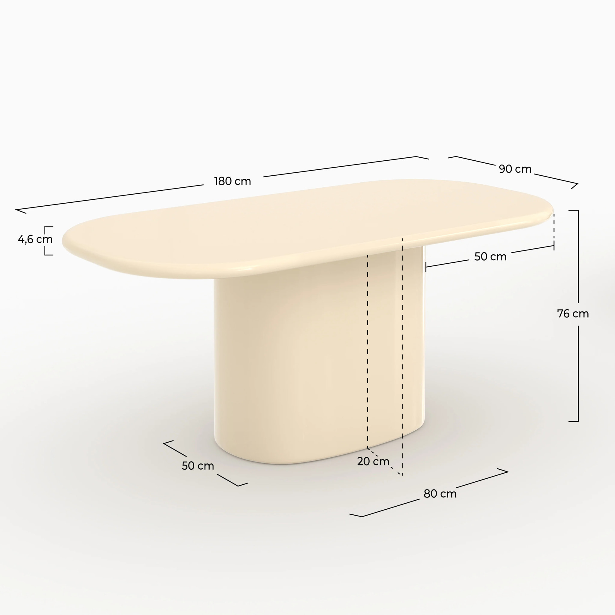 Table rectangulaire laquée blanche en MDF, 6 personnes - Lydia