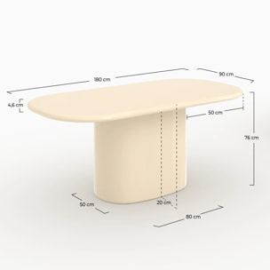 Table rectangulaire laquée blanche en MDF, 6 personnes - Lydia