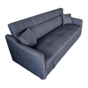Canapé convertible avec coffre en tissu gris foncé 3 places BAKAR