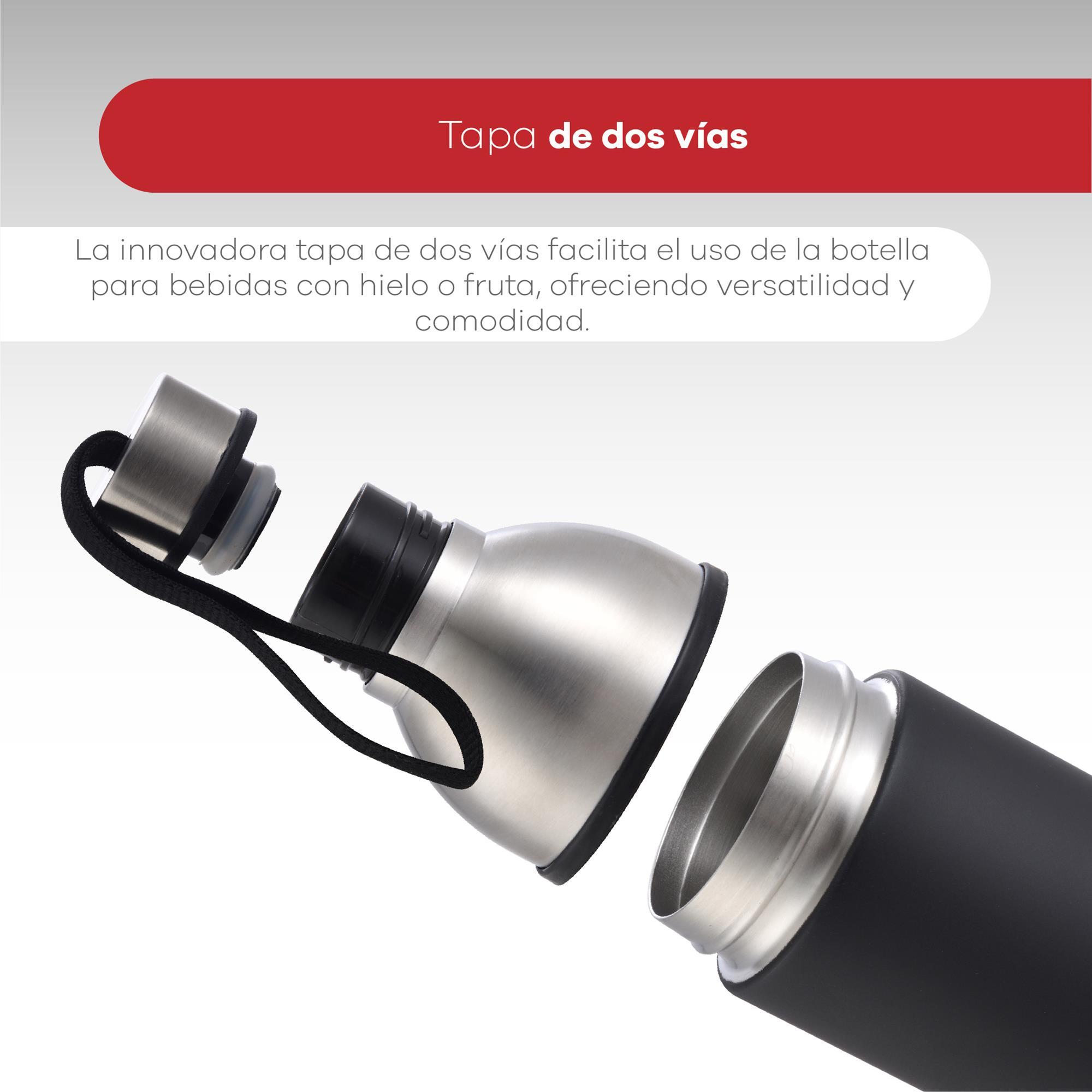 Botella de agua de 570ml Negro en acero inoxidable Bergner Waliking Anywhere