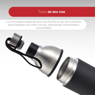 Botella de agua de 570ml Negro en acero inoxidable Bergner Waliking Anywhere