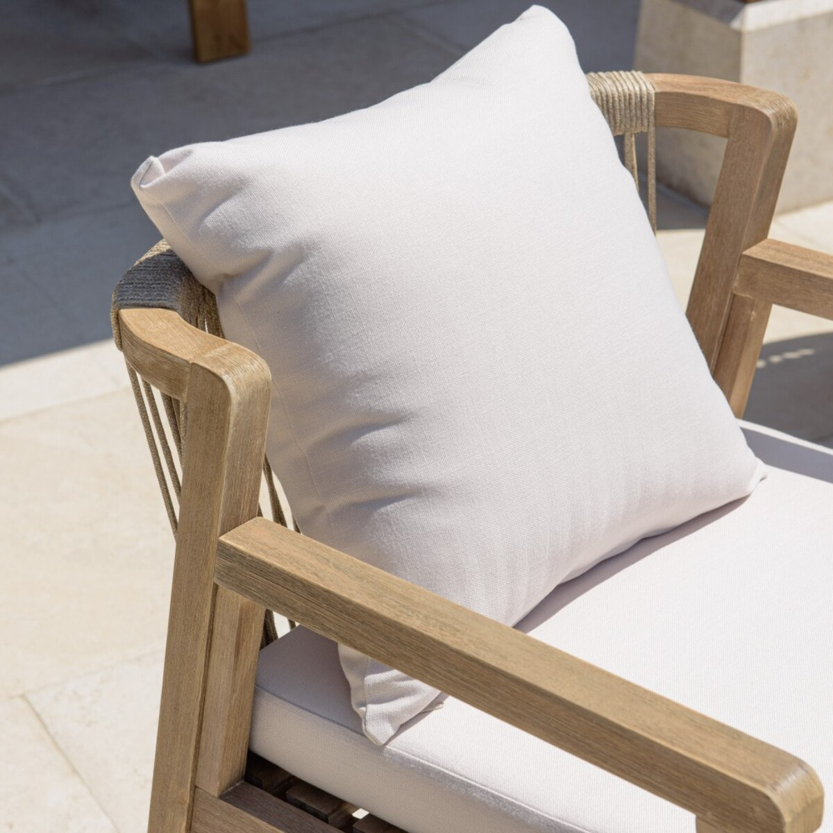 CELESTIN - Lot de 2 fauteuils bois acacia/cordage synth. beige et gris