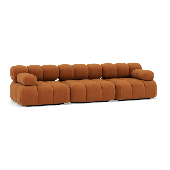 Ruby - canapé droit modulable 3 places en velours texturé - Terracotta