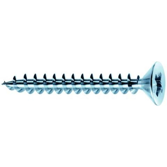 Vis MUSTAD Panelvit Tête cylindrique Pozidriv - Filetage total - Zingué Blanc - Ø6x40mm - Boite de 200 - PVACZP600400C8C