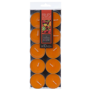 Lot de 10 bougies parfumées - fruits exotiques - 150g