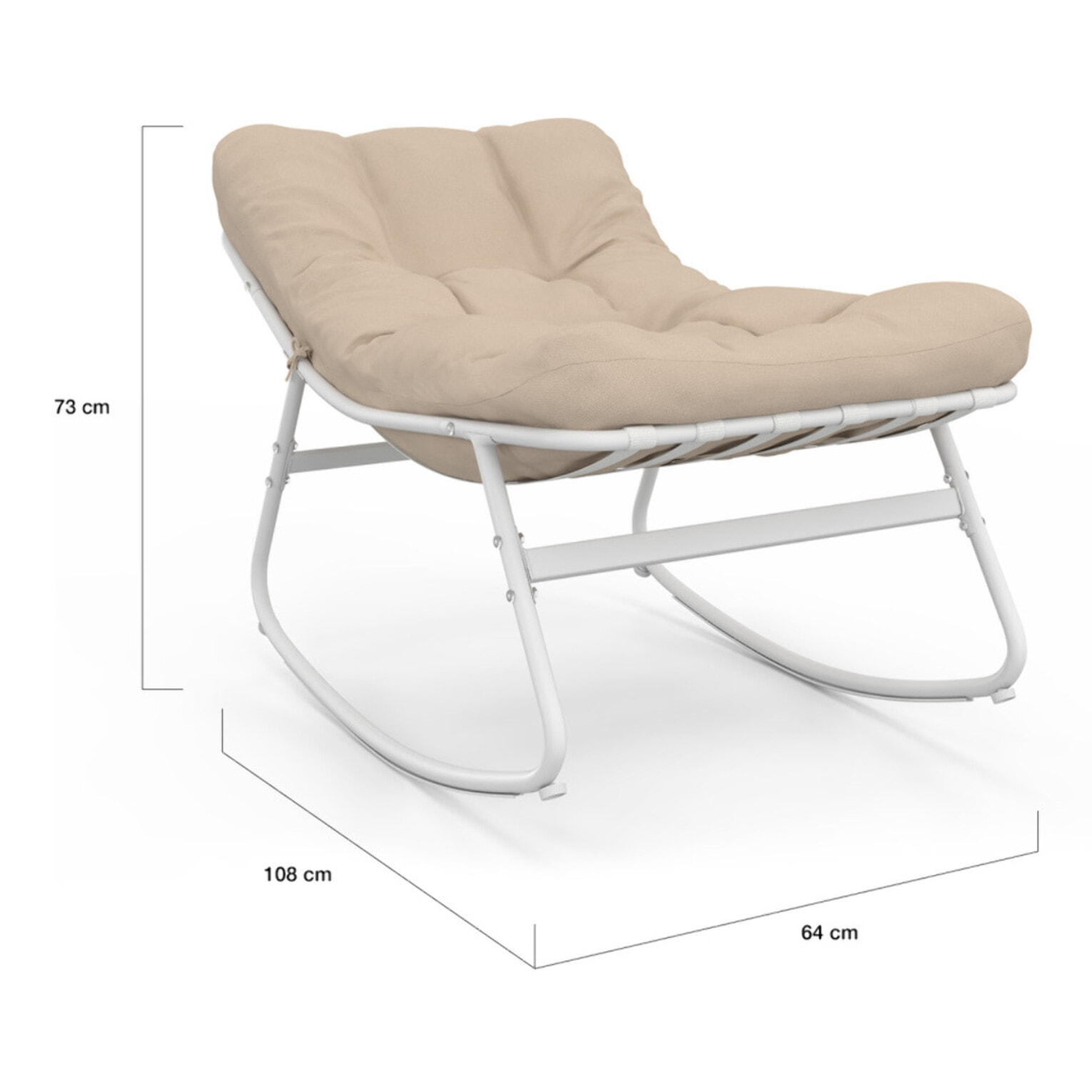 Fauteuils de jardin à bascule Ariane coussin beige - lot de 2