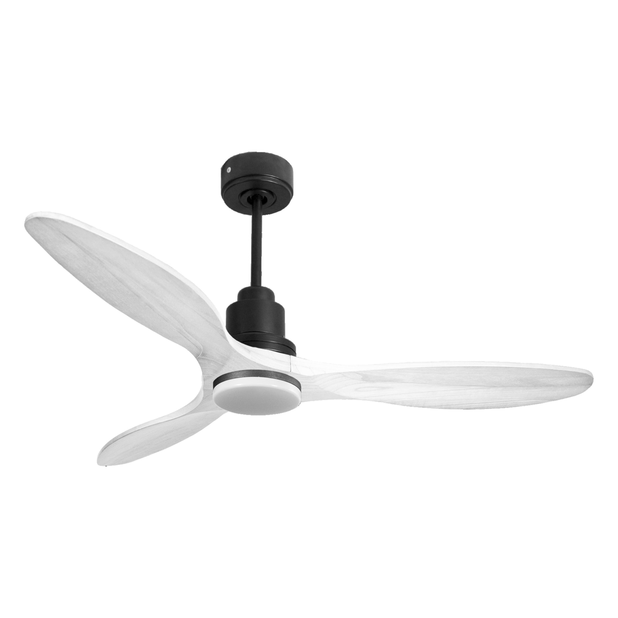 Ventilador de techo Modo Invierno/Verano Termostato Dimable Wifi Motor DC Techos Inclinados Mando a Distancia Luz tres tonos Hypersilence Memoria Vendible Shopify (AUTOMATICO) SantoriniD132C04LED64631 PURLINE