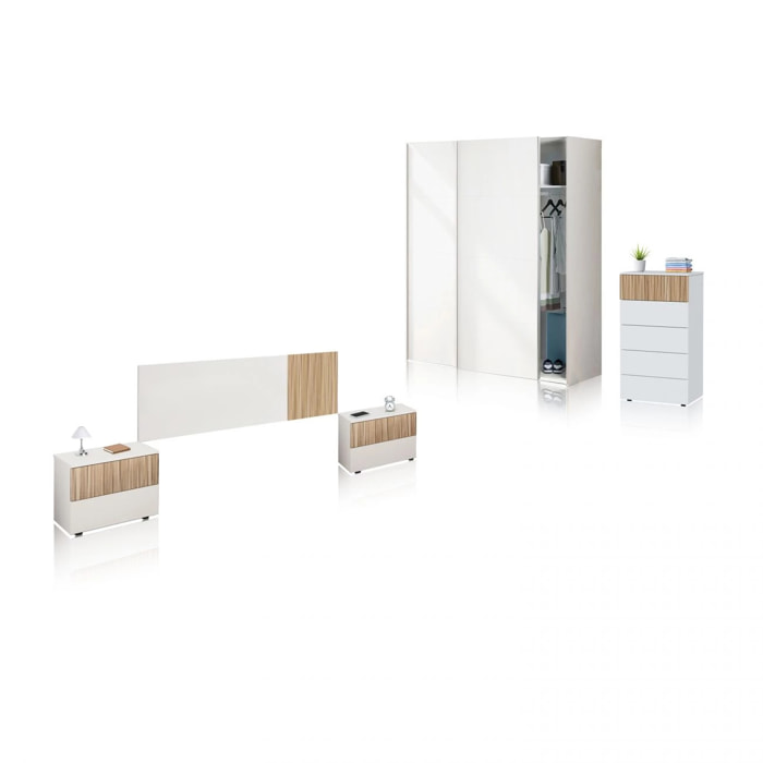 Dormitorio Nitza 5C Plus V1 Blanco Artik (Blanco Mate) - Natur