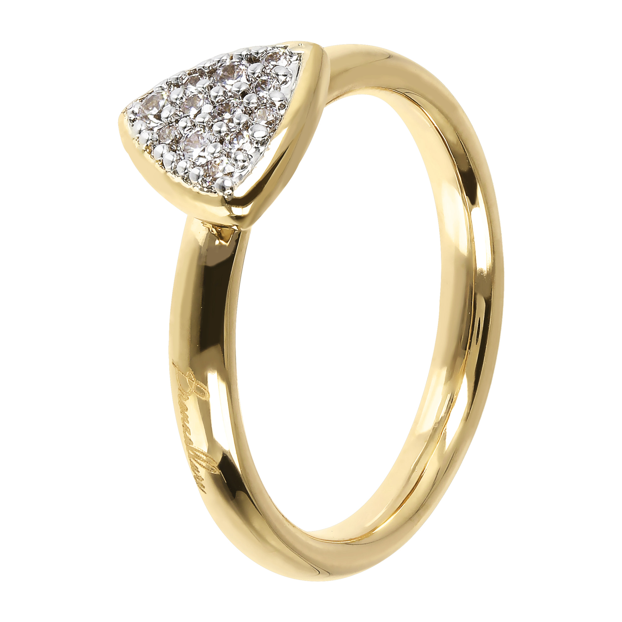 Anello Triangolo Pavé in Cubic Zirconia Placcato Oro Giallo 18k