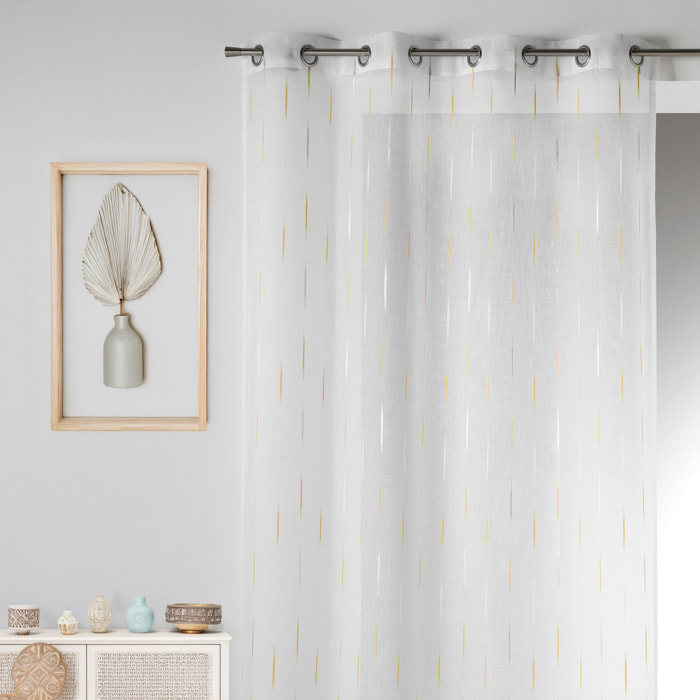 Voilage en Etamine Jacquard 'Traits Fins' - Jaune