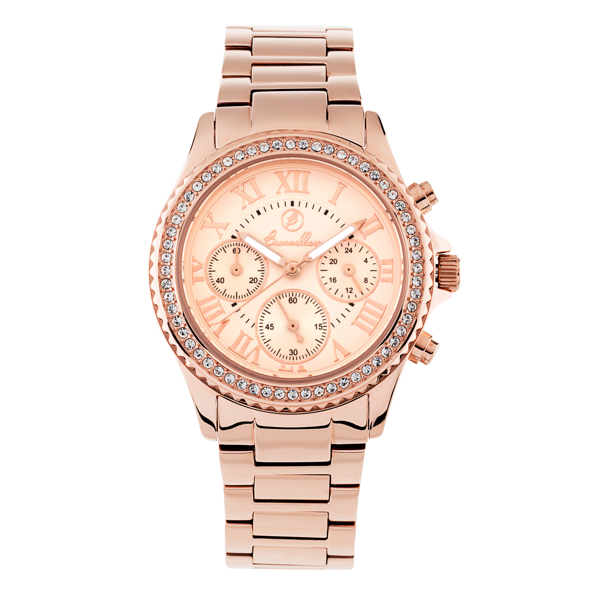 Orologio da Polso Rosa in Acciaio con Cubic Zirconia e Placcatura in Oro Rosa 18kt