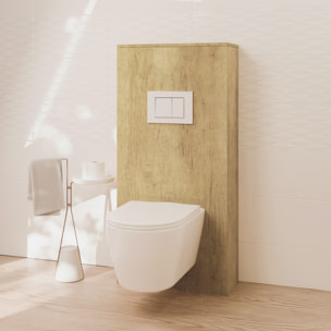 Pack Wc Suspendu + Châssis + Boîtier de Support Nature | Toilette Blanc Mat | Bouton Blanc | Réservoir Encastré | Couvercle Amorti | Alday