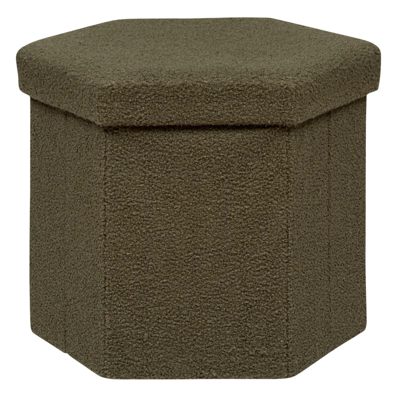 Pouf pliant "Jaiko" en bouclette 40x38cm vert kaki