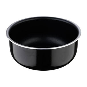 juego de 3 cazos ø16ø18ø20cm aluminio prensado negro + mango extraíble