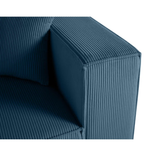 Arty - module d'assise droit - en velours côtelé - Bleu