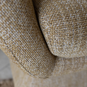 Fauteuil pivotant en tissu tweed ocre chiné SIXTIES