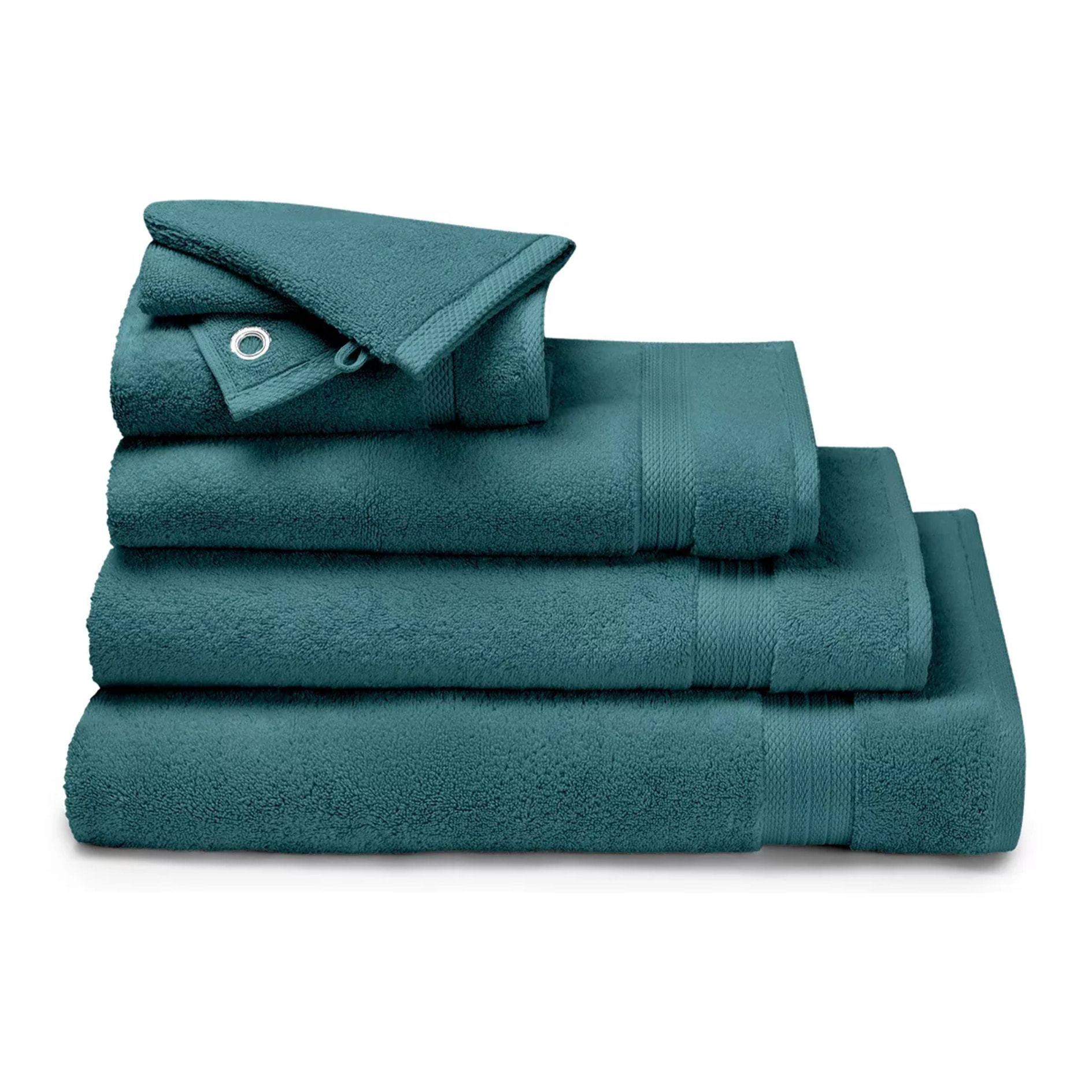 Serviette eponge pur coton 550 g/m² uni bleu Elea petrole