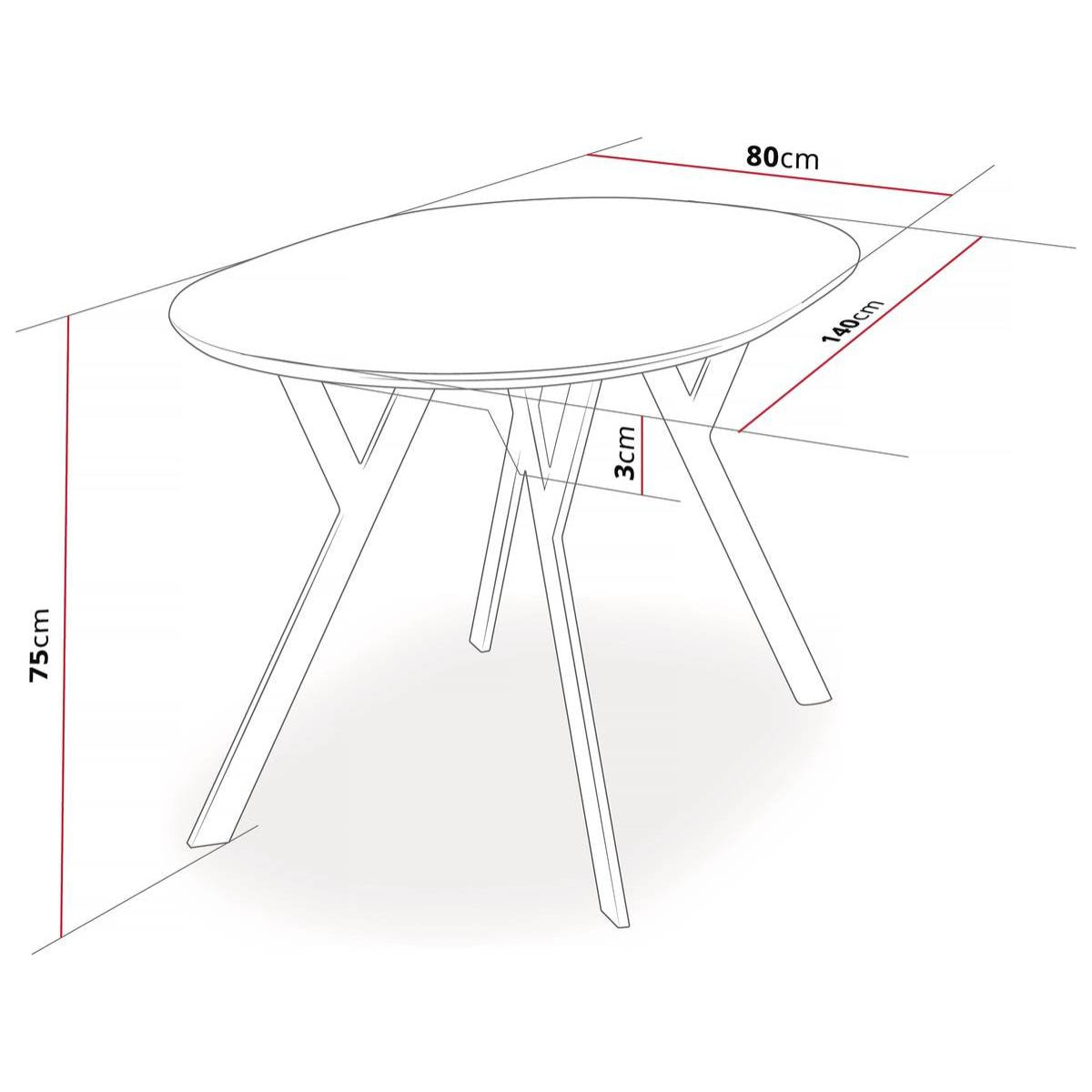 Table repas ''Brooklyn'' Chêne / Noir - 140 x 80 x 75 cm