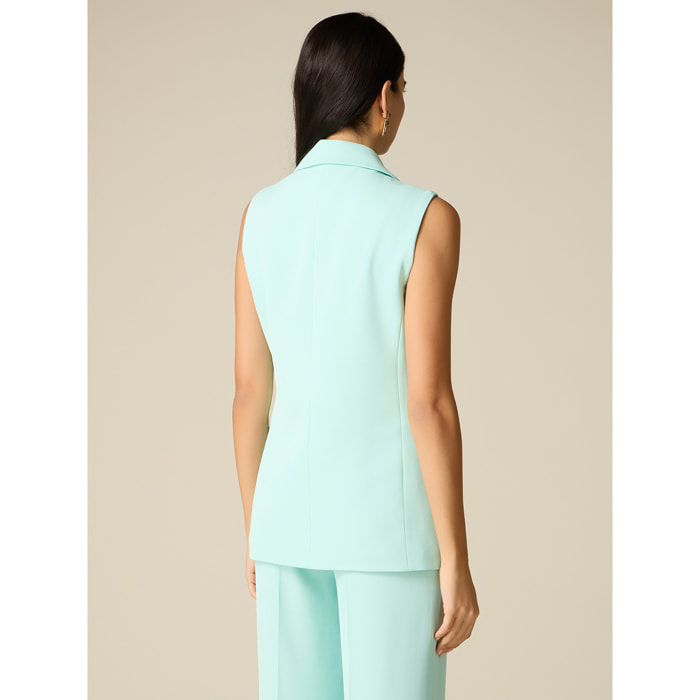 Oltre - Gilet sartoriale in tessuto crêpe - Verde acqua