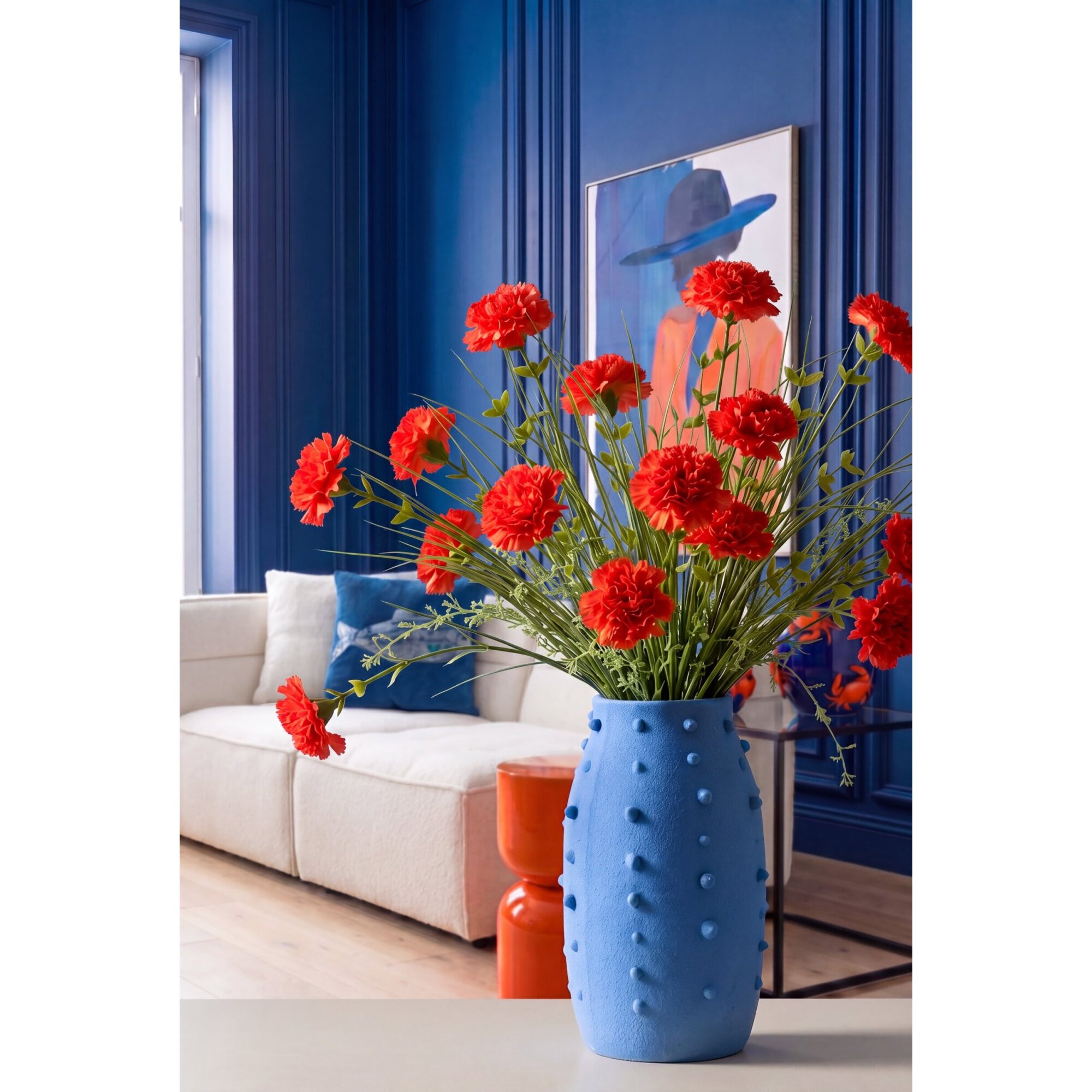J-Line Vase Ruby Pois - grès - bleu - small