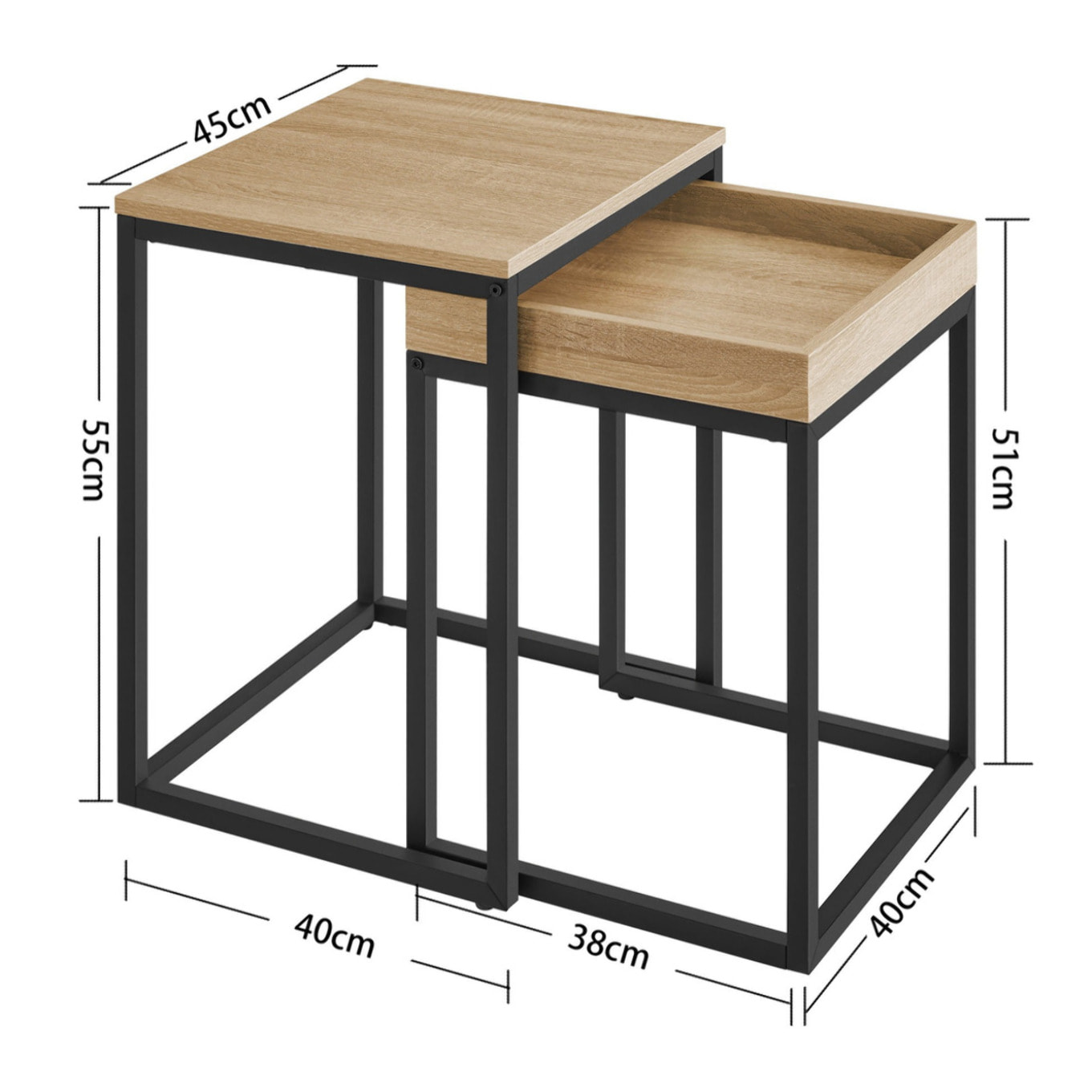 Set di 2 tavolini da caffè sovrapponibili Rovere Sonoma