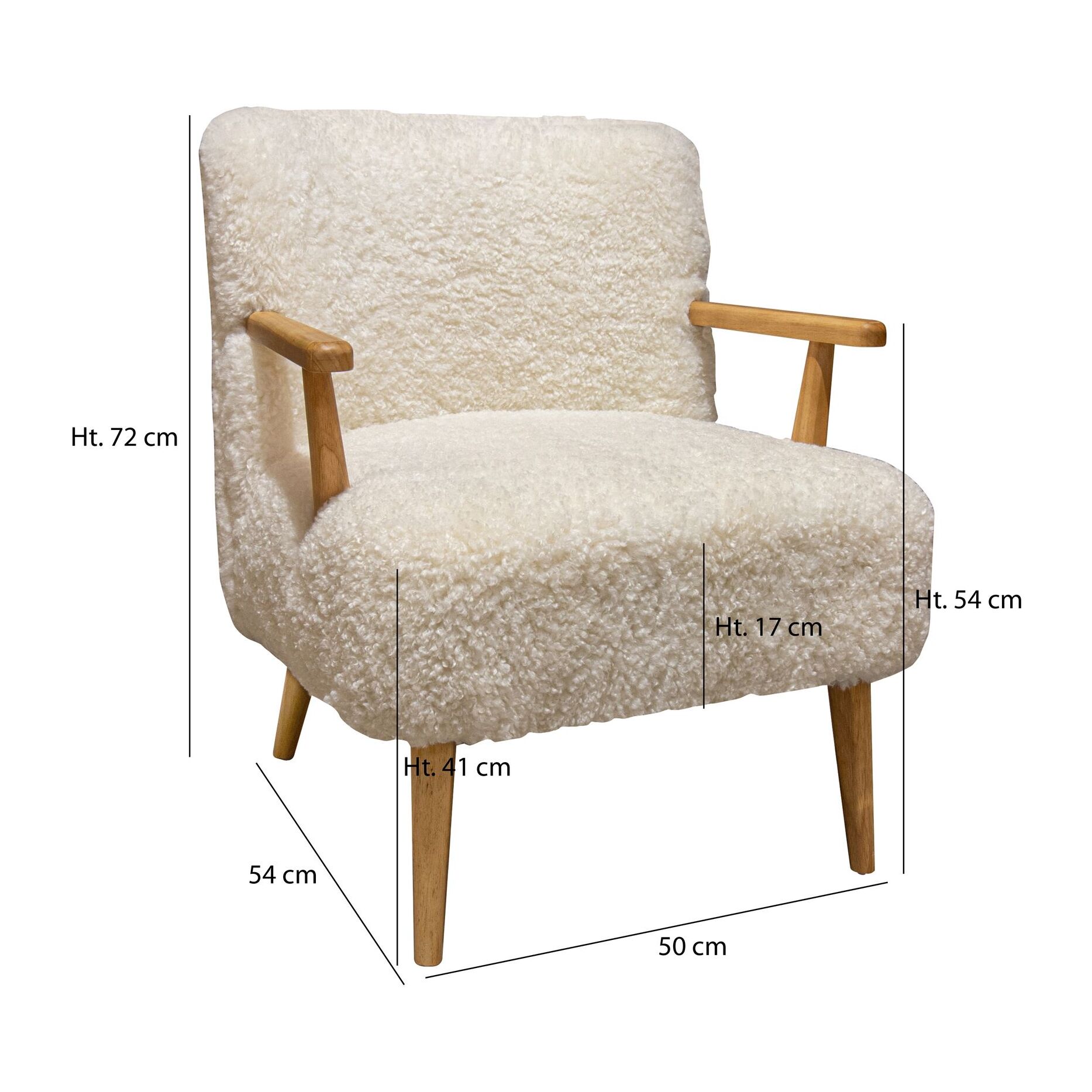 Fauteuil en tissu crème et structure en bois ELIOT