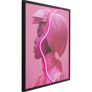 Tableau LED femme foulard rose 80x80cm Kare Design